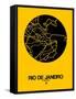 Rio de Janeiro Street Map Yellow-NaxArt-Framed Stretched Canvas