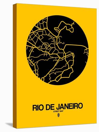 Rio de Janeiro Street Map Yellow-NaxArt-Stretched Canvas
