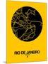 Rio de Janeiro Street Map Yellow-NaxArt-Mounted Art Print