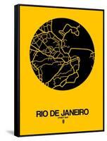 Rio de Janeiro Street Map Yellow-NaxArt-Framed Stretched Canvas