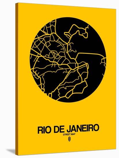 Rio de Janeiro Street Map Yellow-NaxArt-Stretched Canvas