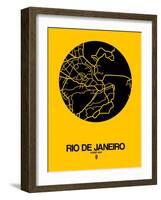 Rio de Janeiro Street Map Yellow-NaxArt-Framed Art Print
