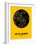 Rio de Janeiro Street Map Yellow-NaxArt-Framed Art Print