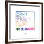 Rio De Janeiro Watercolor Street Map-NaxArt-Framed Premium Giclee Print