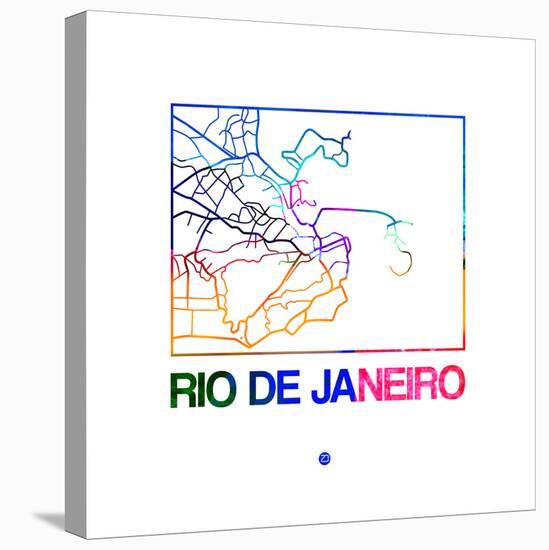 Rio De Janeiro Watercolor Street Map-NaxArt-Stretched Canvas