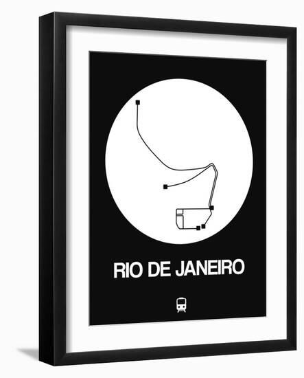 Rio De Janeiro White Subway Map-NaxArt-Framed Art Print