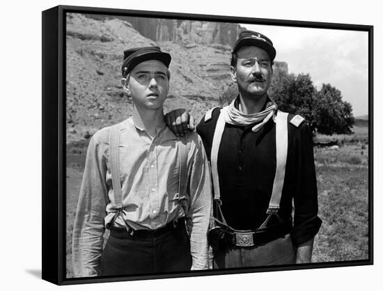 RIO GRANDE, 1950 directed by JOHN FORD Claude Jarman Jr. and John Wayne (b/w photo)-null-Framed Stretched Canvas