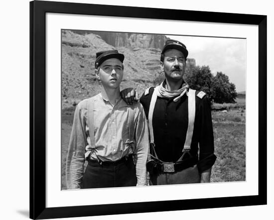 RIO GRANDE, 1950 directed by JOHN FORD Claude Jarman Jr. and John Wayne (b/w photo)-null-Framed Photo