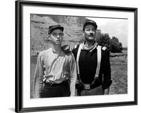 RIO GRANDE, 1950 directed by JOHN FORD Claude Jarman Jr. and John Wayne (b/w photo)-null-Framed Photo