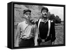 RIO GRANDE, 1950 directed by JOHN FORD Claude Jarman Jr. and John Wayne (b/w photo)-null-Framed Stretched Canvas