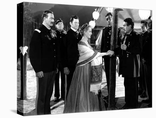 RIO GRANDE, 1950 directed by JOHN FORD John Wayne, Maureen O'Hara and J.Carrol Naish (b/w photo)-null-Stretched Canvas