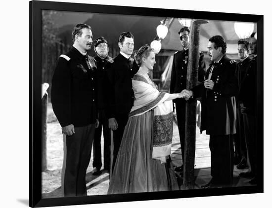 RIO GRANDE, 1950 directed by JOHN FORD John Wayne, Maureen O'Hara and J.Carrol Naish (b/w photo)-null-Framed Photo