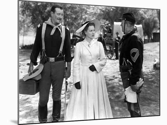 RIO GRANDE, 1950 directed by JOHN FORD John Wayne, Maureen O'Hara and Victor McLaglen (b/w photo)-null-Mounted Photo