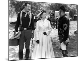 RIO GRANDE, 1950 directed by JOHN FORD John Wayne, Maureen O'Hara and Victor McLaglen (b/w photo)-null-Mounted Photo