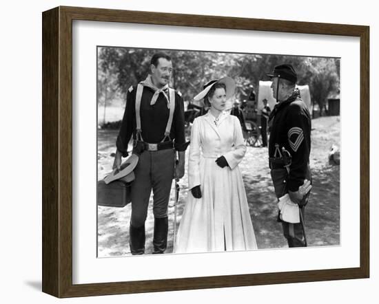 RIO GRANDE, 1950 directed by JOHN FORD John Wayne, Maureen O'Hara and Victor McLaglen (b/w photo)-null-Framed Photo