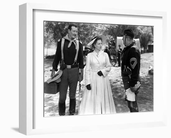 RIO GRANDE, 1950 directed by JOHN FORD John Wayne, Maureen O'Hara and Victor McLaglen (b/w photo)-null-Framed Photo