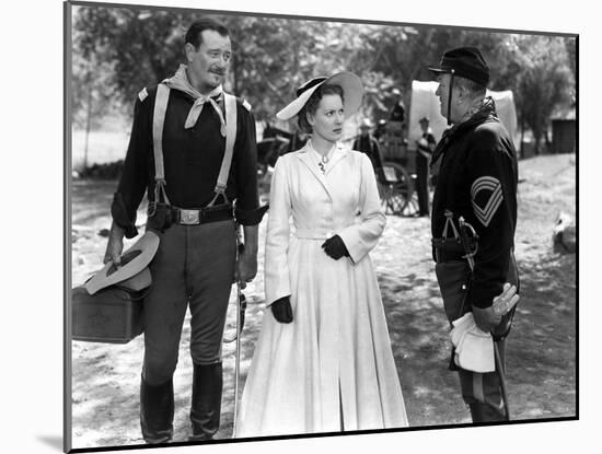 RIO GRANDE, 1950 directed by JOHN FORD John Wayne, Maureen O'Hara and Victor McLaglen (b/w photo)-null-Mounted Photo