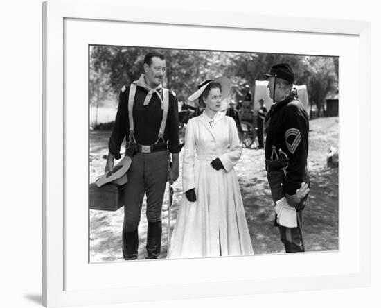 RIO GRANDE, 1950 directed by JOHN FORD John Wayne, Maureen O'Hara and Victor McLaglen (b/w photo)-null-Framed Photo