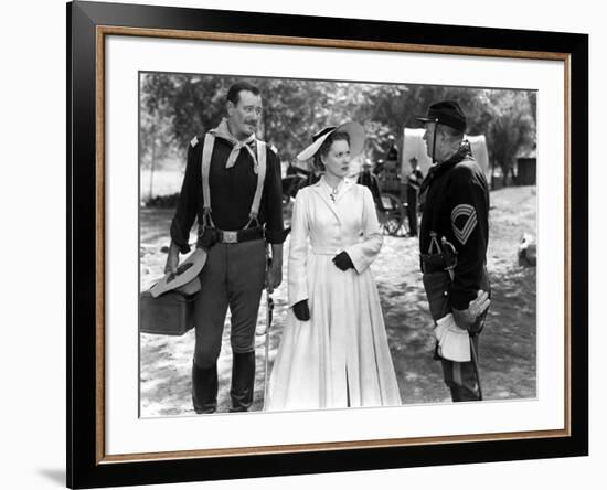 RIO GRANDE, 1950 directed by JOHN FORD John Wayne, Maureen O'Hara and Victor McLaglen (b/w photo)-null-Framed Photo