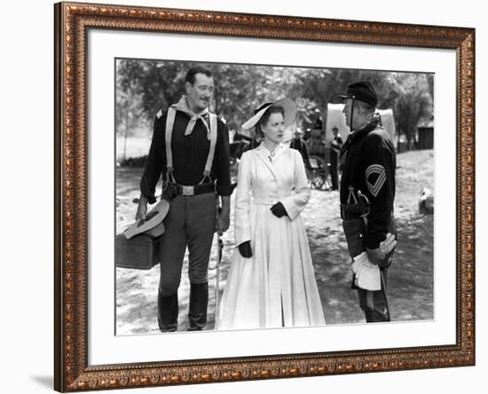 RIO GRANDE, 1950 directed by JOHN FORD John Wayne, Maureen O'Hara and Victor McLaglen (b/w photo)-null-Framed Photo