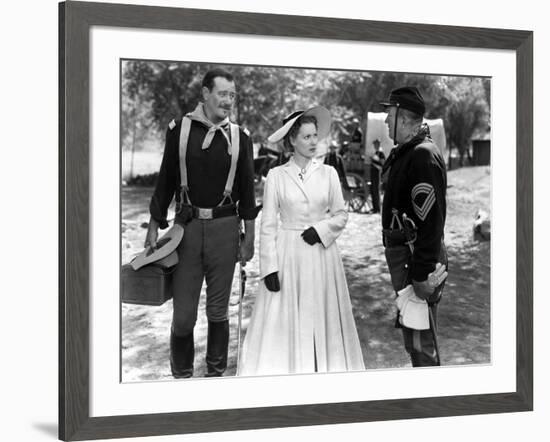 RIO GRANDE, 1950 directed by JOHN FORD John Wayne, Maureen O'Hara and Victor McLaglen (b/w photo)-null-Framed Photo