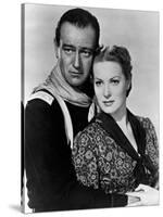 Rio Grande by JohnFord with John Wayne and Maureen O'Hara, 1950 (b/w photo)-null-Stretched Canvas