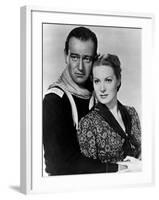 Rio Grande by JohnFord with John Wayne and Maureen O'Hara, 1950 (b/w photo)-null-Framed Photo