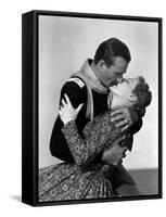 Rio Grande by JohnFord with John Wayne and Maureen O'Hara, 1950 (b/w photo)-null-Framed Stretched Canvas