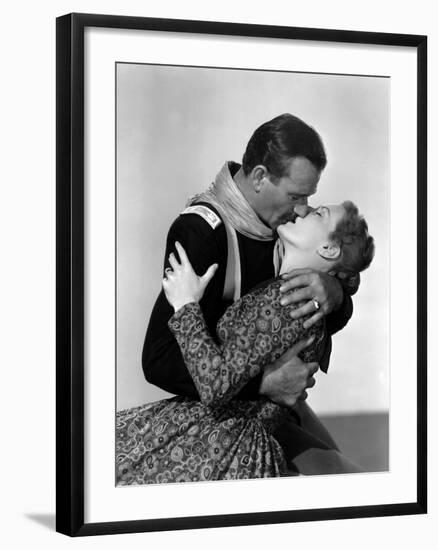 Rio Grande by JohnFord with John Wayne and Maureen O'Hara, 1950 (b/w photo)-null-Framed Photo