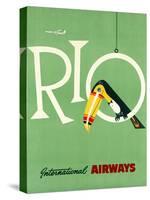 Rio International Airways Vintage Travel Poster-null-Stretched Canvas
