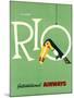 Rio International Airways Vintage Travel Poster-null-Mounted Art Print