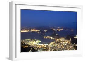 Rio's Skyline at Night From Sugar Loaf Mountain-Alex Saberi-Framed Photographic Print