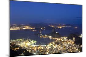 Rio's Skyline at Night From Sugar Loaf Mountain-Alex Saberi-Mounted Photographic Print