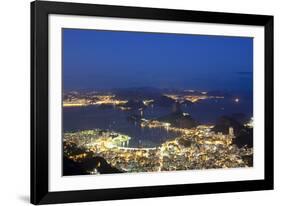 Rio's Skyline at Night From Sugar Loaf Mountain-Alex Saberi-Framed Photographic Print