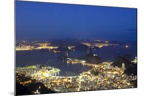 Rio's Skyline at Night From Sugar Loaf Mountain-Alex Saberi-Mounted Photographic Print