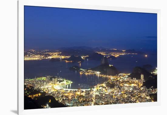 Rio's Skyline at Night From Sugar Loaf Mountain-Alex Saberi-Framed Photographic Print