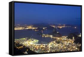 Rio's Skyline at Night From Sugar Loaf Mountain-Alex Saberi-Framed Stretched Canvas