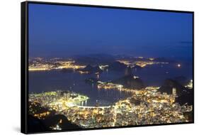 Rio's Skyline at Night From Sugar Loaf Mountain-Alex Saberi-Framed Stretched Canvas