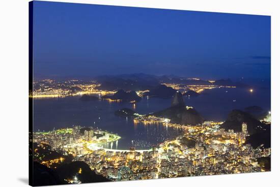 Rio's Skyline at Night From Sugar Loaf Mountain-Alex Saberi-Stretched Canvas