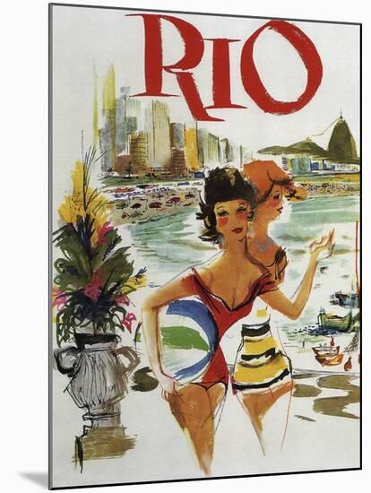 Rio Travel Poster-null-Mounted Premium Giclee Print