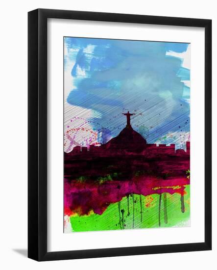 Rio Watercolor Skyline-NaxArt-Framed Art Print