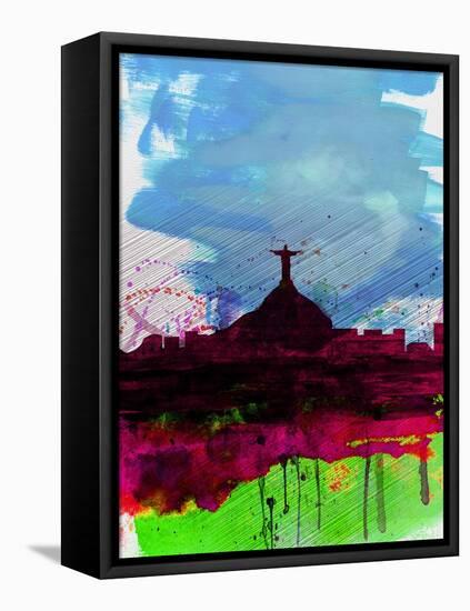 Rio Watercolor Skyline-NaxArt-Framed Stretched Canvas