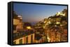 Riomaggiore Rooftops and the Castle at Dusk-Mark Sunderland-Framed Stretched Canvas