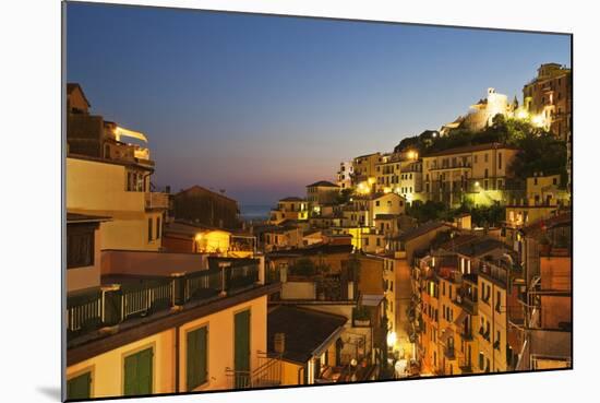 Riomaggiore Rooftops and the Castle at Dusk-Mark Sunderland-Mounted Photographic Print
