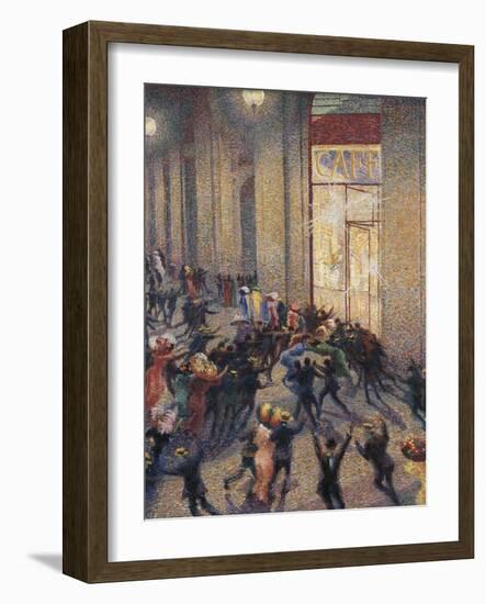Riot at the Gallery in Front of a Cafe-Umberto Boccioni-Framed Art Print
