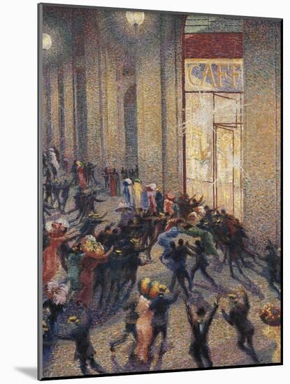 Riot at the Gallery in Front of a Cafe-Umberto Boccioni-Mounted Art Print