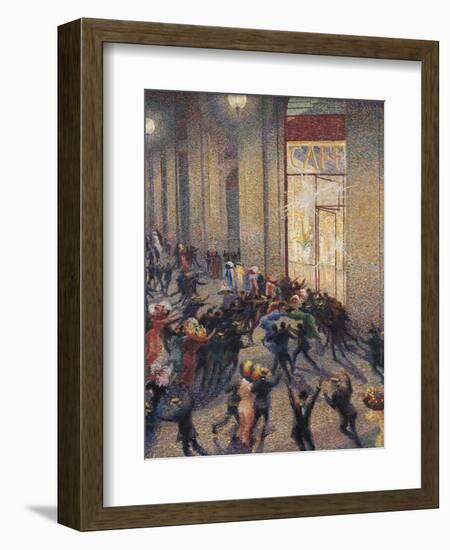 Riot at the Gallery in Front of a Cafe-Umberto Boccioni-Framed Art Print