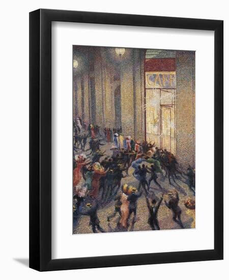 Riot at the Gallery in Front of a Cafe-Umberto Boccioni-Framed Art Print