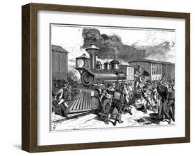 Riot by Railroad Workers at Martinsburg on the Baltimore-Ohio Railroad, USA, 1877-null-Framed Giclee Print