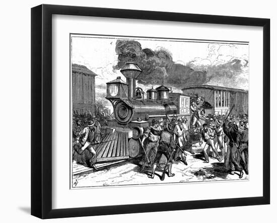 Riot by Railroad Workers at Martinsburg on the Baltimore-Ohio Railroad, USA, 1877-null-Framed Giclee Print